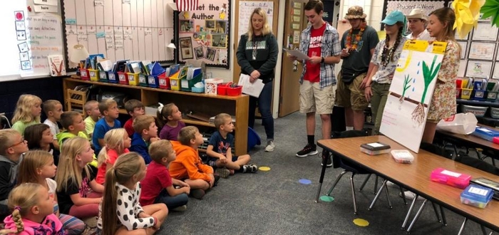 First Grade Students Learn from High Schoolers